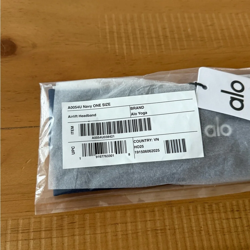 Alo Yoga Airlift Headband Navy Brand New In Bag One Size - Picture 2 of 4